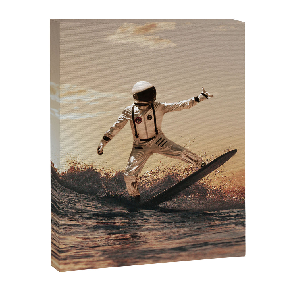 Space Surfer - Futuristic Surf Photo Art Print - Astronaut Riding a Wave Canvas Print Gallery Image 3