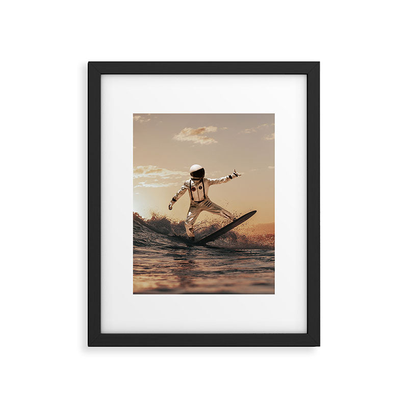 Space Surfer - Futuristic Surf Photo Art Print - Astronaut Riding a Wave Framed Art Print Gallery Image 4
