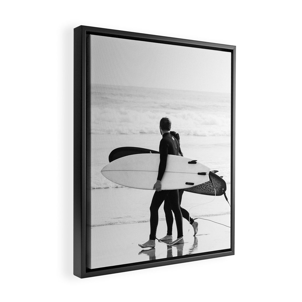 Cool BW Surf Photography Framed Canvas Print Gallery Image 2