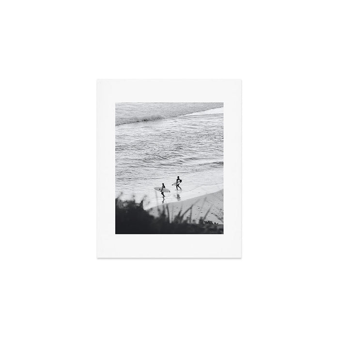 Surfers | Minimalist Black White Photography | Ocean Beach Travel Photo Art Print Gallery Image 1