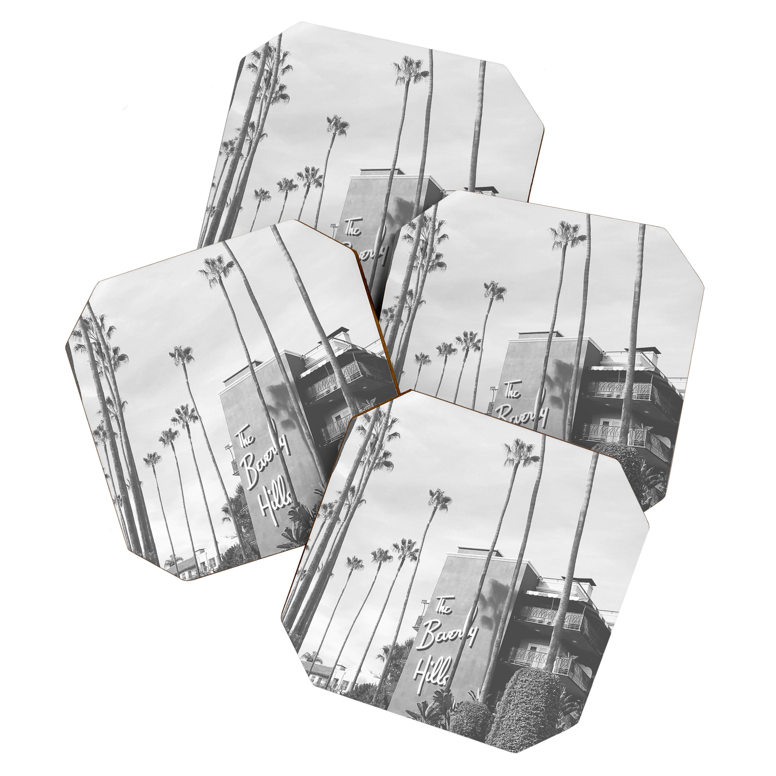 The Beverly Hills Hotel | California Travel Photography | Black and White Photo Print Coaster Gallery Image 1
