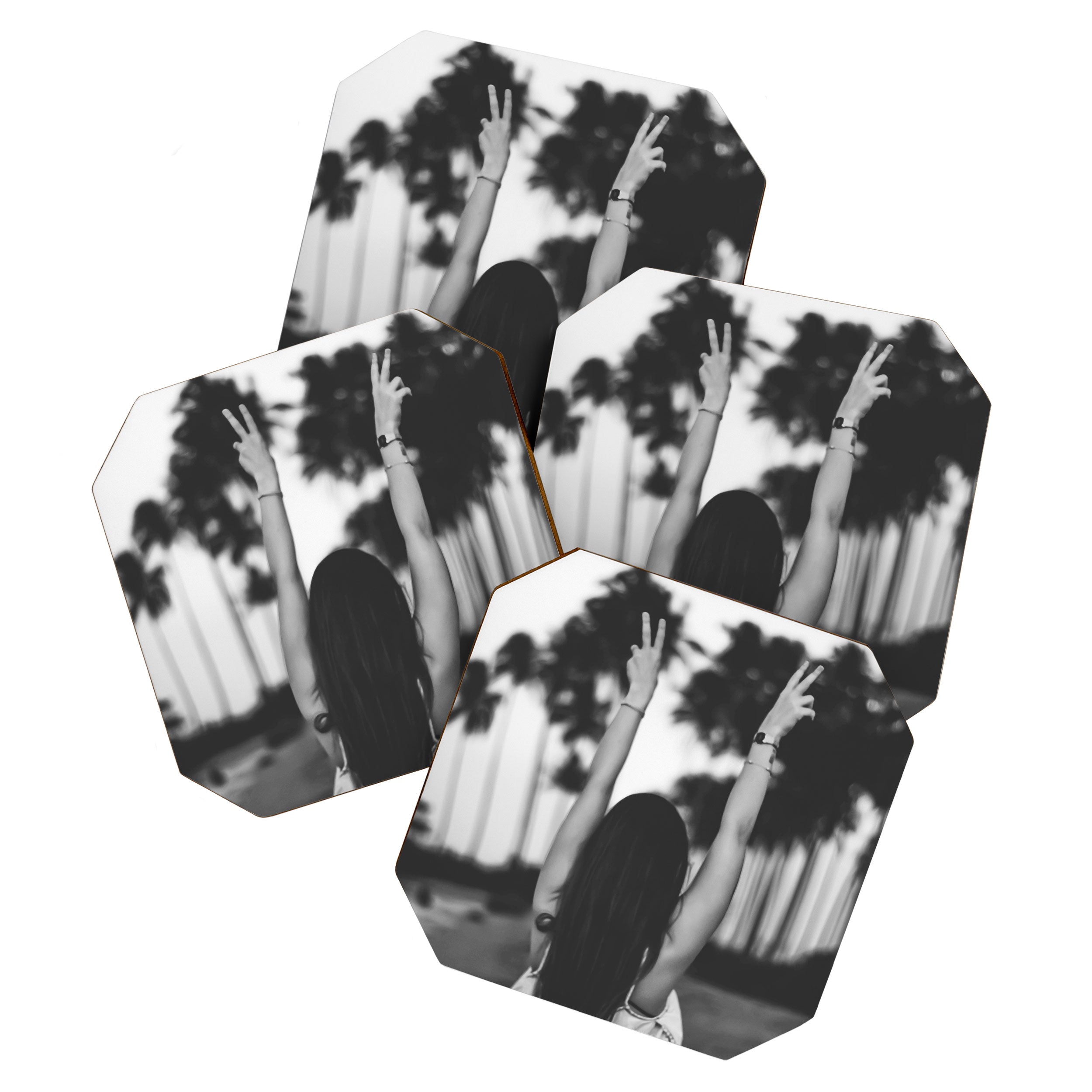The future is female - Girl freedom palms beach photo print - Feminist empowerment photography Coaster Gallery Image 1