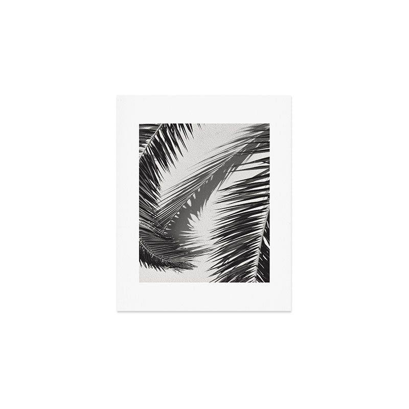 Tropical Palms Shadow Black And White Photography - Summer Photo Art Print -  Film Nature Holiday Paradise Photograph - Photographs Art Print Gallery Image 1