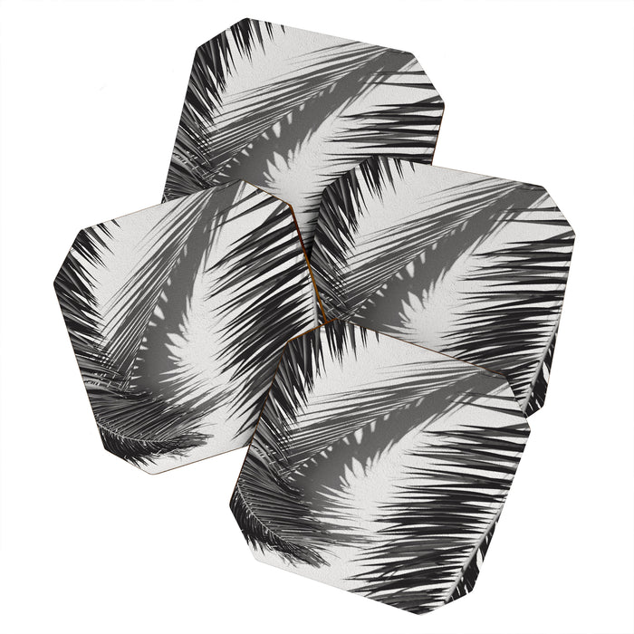 Tropical Palms Shadow Black And White Photography - Summer Photo Art Print -  Film Nature Holiday Paradise Photograph - Photographs Coaster Gallery Image 1