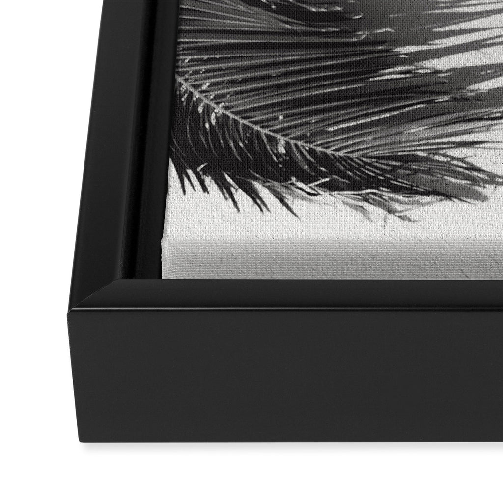 Tropical Palms Shadow Black And White Photography - Summer Photo Art Print -  Film Nature Holiday Paradise Photograph - Photographs Framed Canvas Print Gallery Image 3