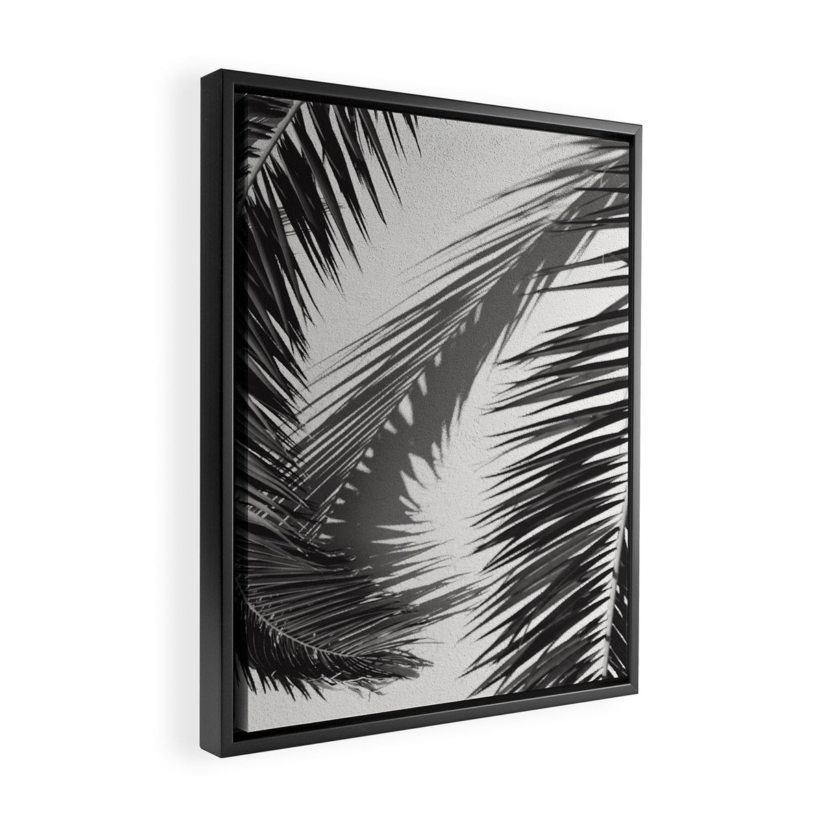 Tropical Palms Shadow Black And White Photography - Summer Photo Art Print -  Film Nature Holiday Paradise Photograph - Photographs Framed Canvas Print Gallery Image 2