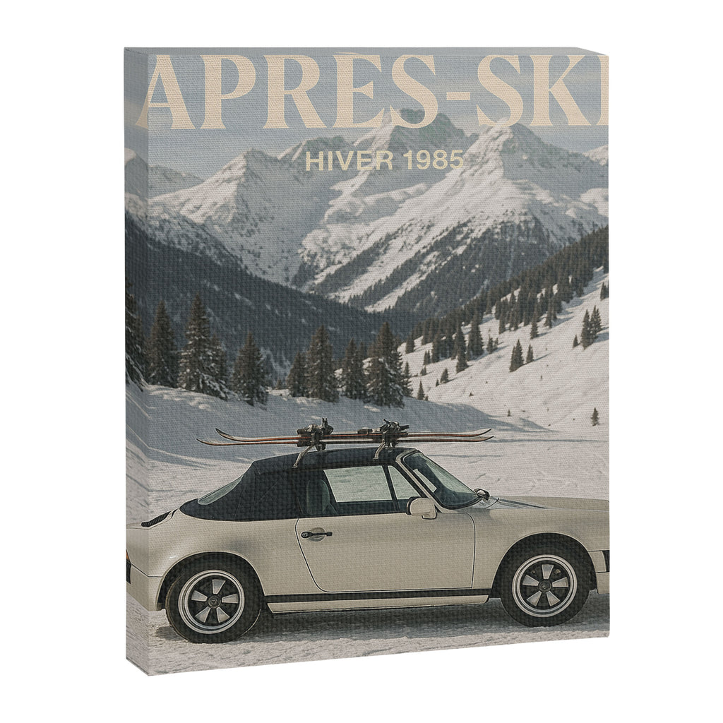 Vintage Apres Ski Alpine Mountains Classic Car  Canvas Print Gallery Image 6