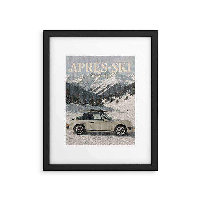 Vintage Apres Ski Alpine Mountains Classic Car  Framed Art Print Gallery Image 5