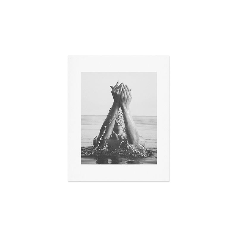 Wild and free, just like the sea - Female portrait black and white photography - photograph Art Print Gallery Image 1