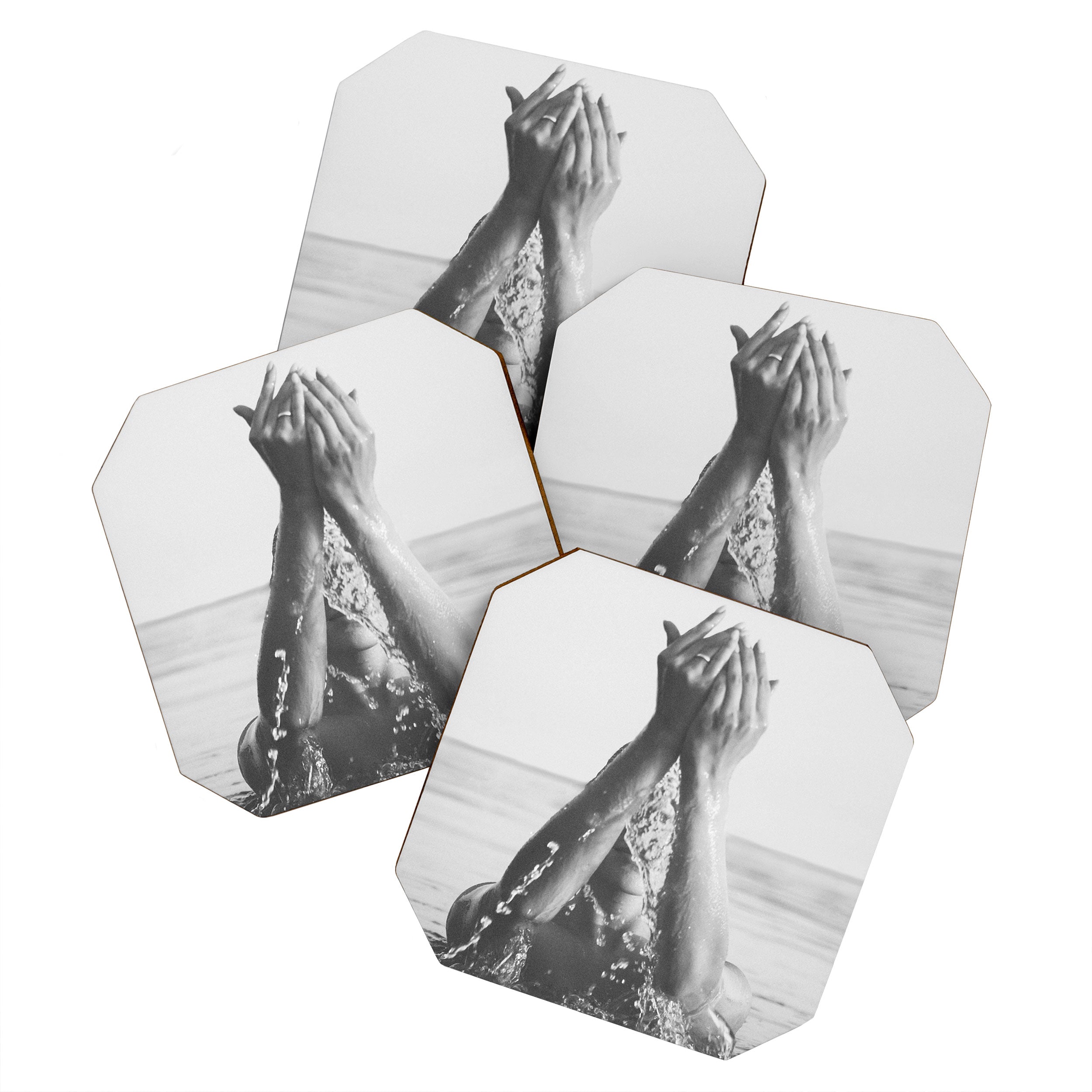 Wild and free, just like the sea - Female portrait black and white photography - photograph Coaster Gallery Image 1