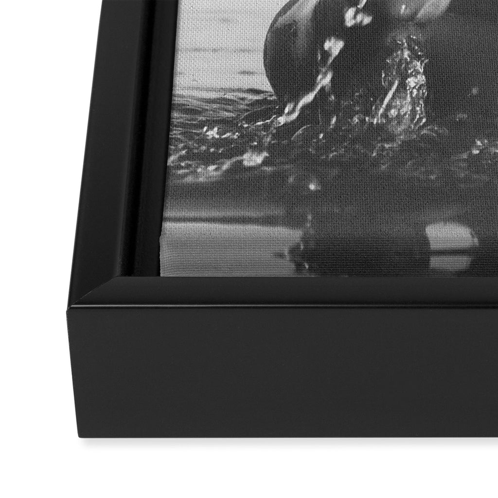 Wild and free, just like the sea - Female portrait black and white photography - photograph Framed Canvas Print Gallery Image 3