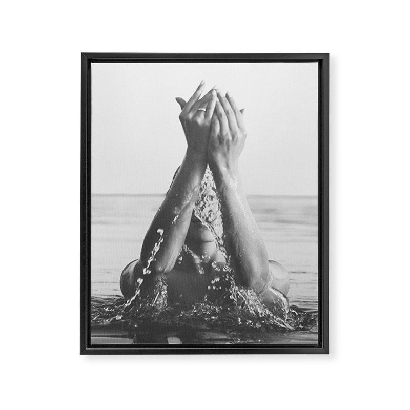 Wild and free, just like the sea - Female portrait black and white photography - photograph Framed Canvas Print Gallery Image 6