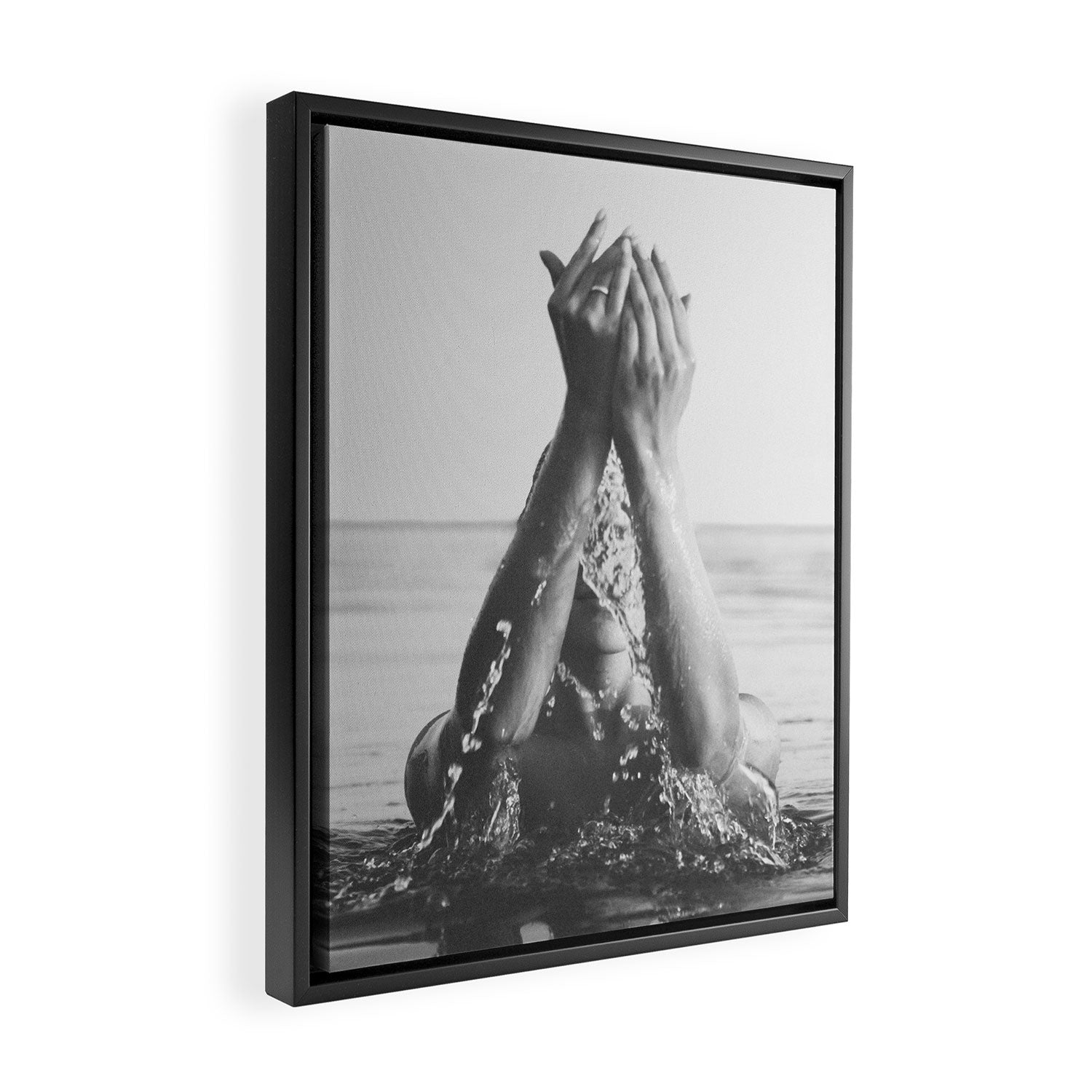 Wild and free, just like the sea - Female portrait black and white photography - photograph Framed Canvas Print Gallery Image 2
