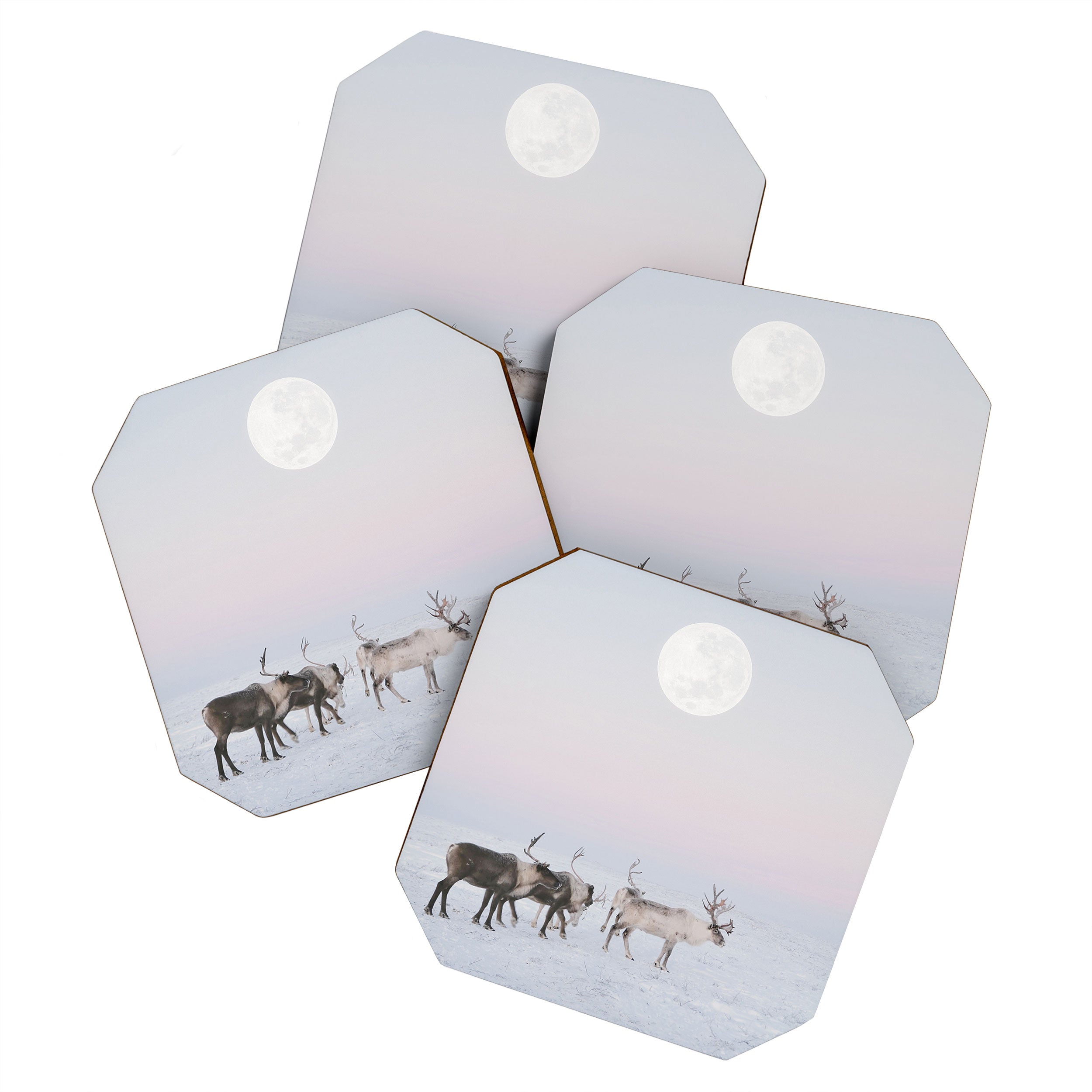 Winter Landscape Photo Art - Lapland Series - Reindeer Moon Minimal Nature Coaster Gallery Image 1