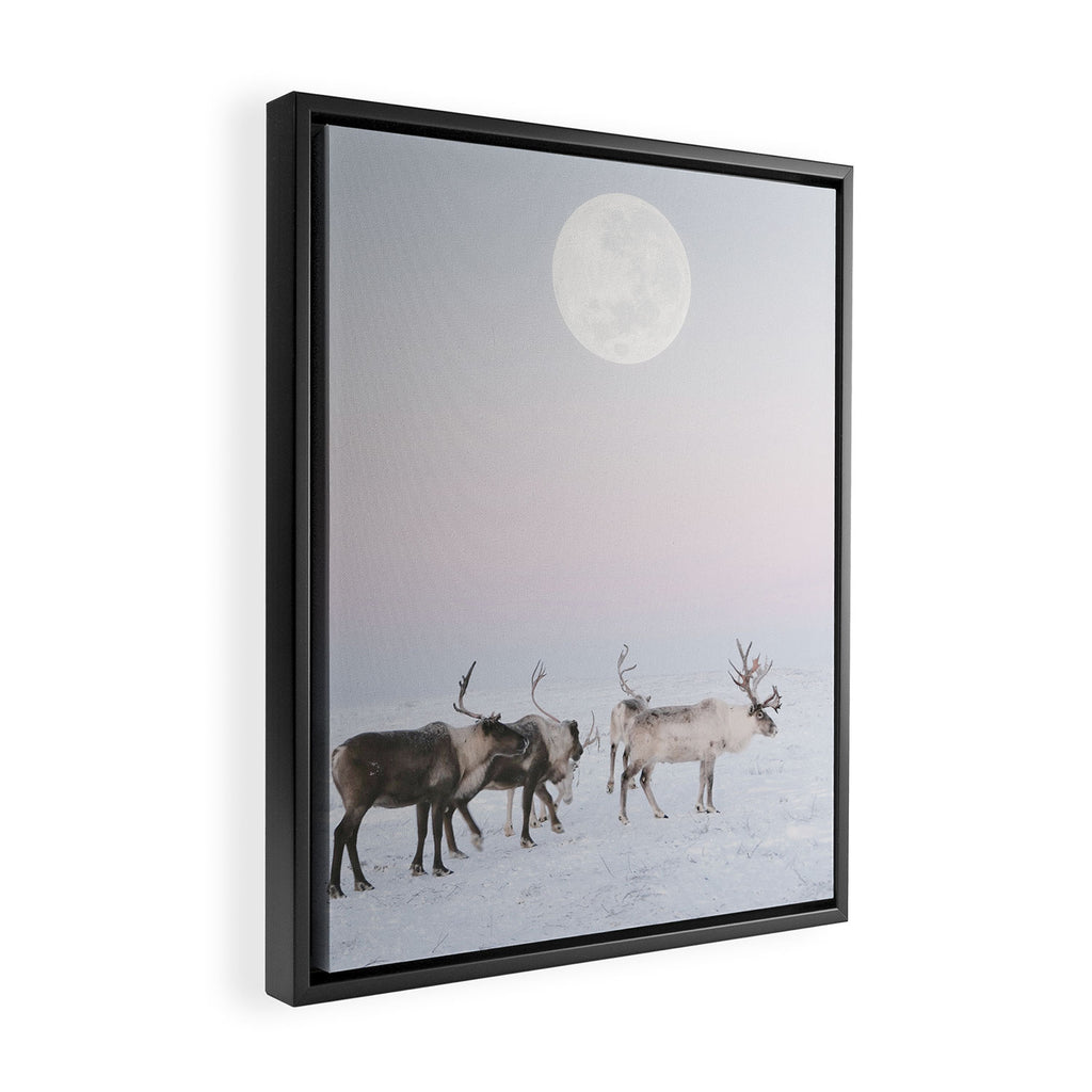 Winter Landscape Photo Art - Lapland Series - Reindeer Moon Minimal Nature Framed Canvas Print Gallery Image 2