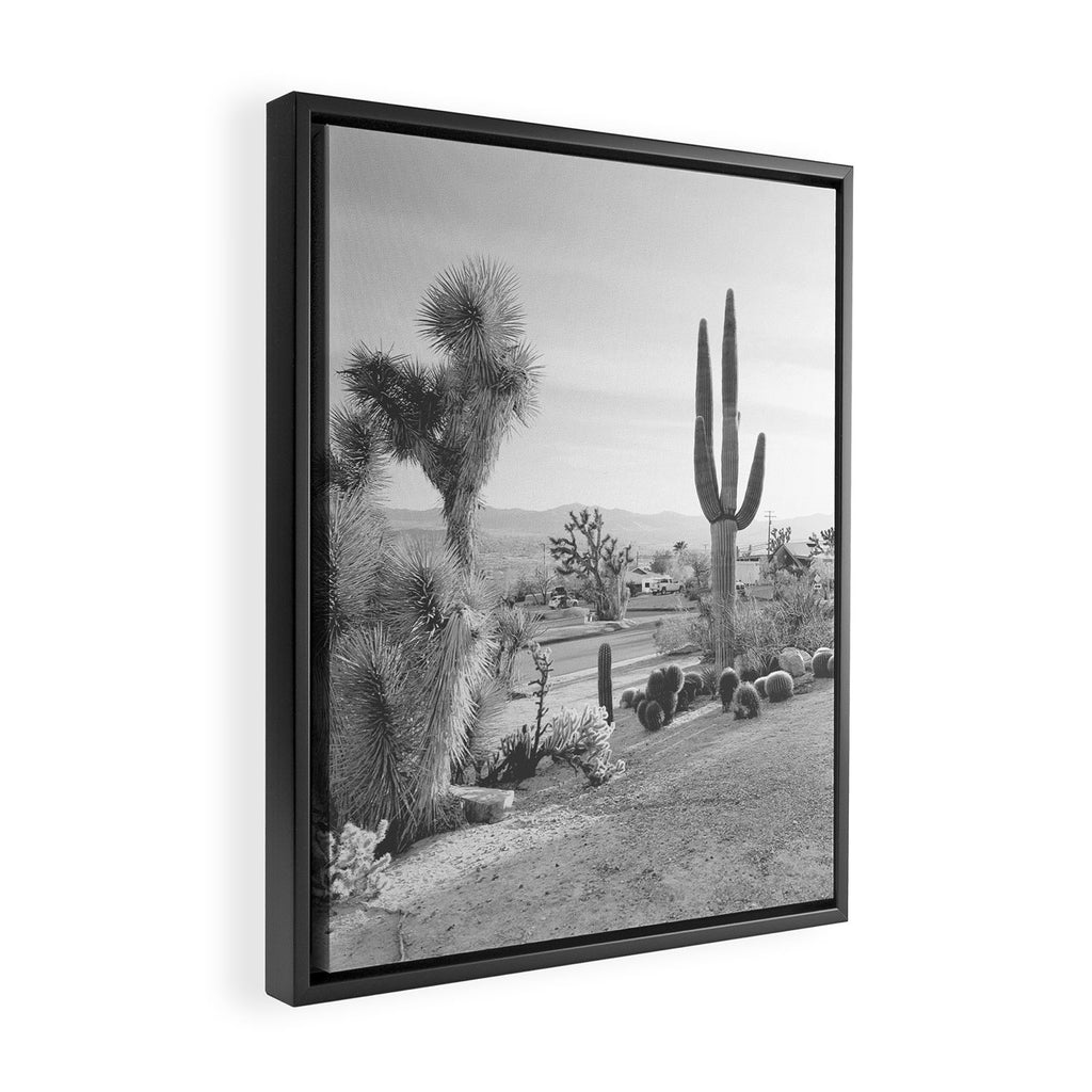 Yucca Valley | Black and White California Landscape Photography Framed Canvas Print Gallery Image 2