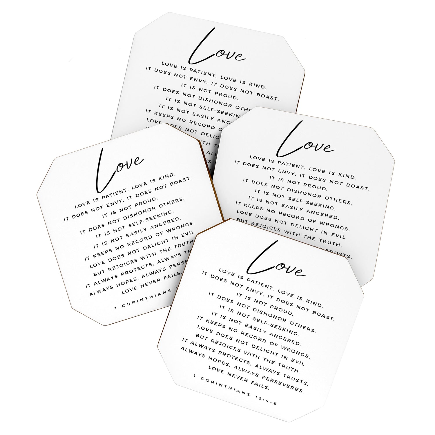 1 Corinthians 13 Love Is Patient Love Is Kind Love Never Fails Bible Verse Print Scripture Christian Coaster Gallery Image 1
