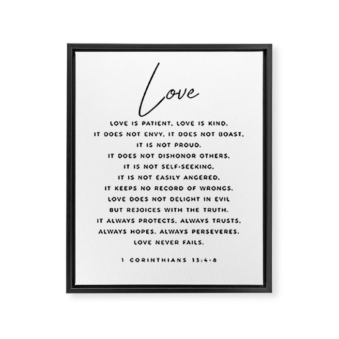 1 Corinthians 13 Love Is Patient Love Is Kind Love Never Fails Bible Verse Print Scripture Christian Framed Canvas Print Gallery Image 1