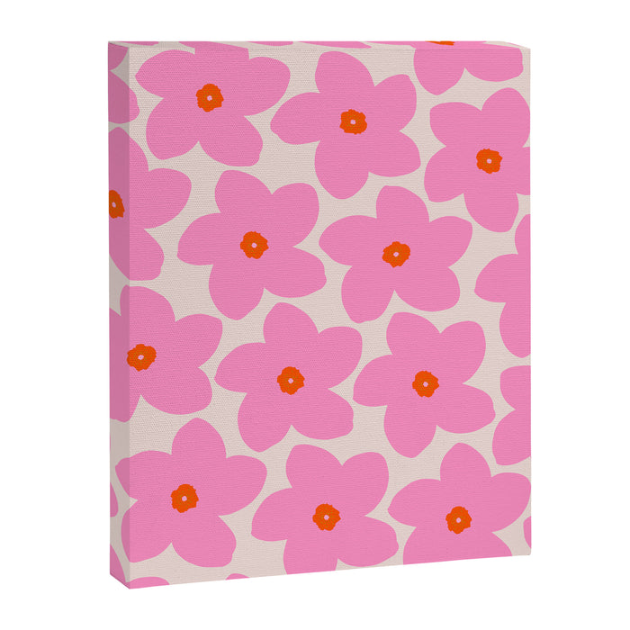 Abstract Retro Flower Pink Orange And Neutral Print Preppy Modern Floral Canvas Print Gallery Image 1