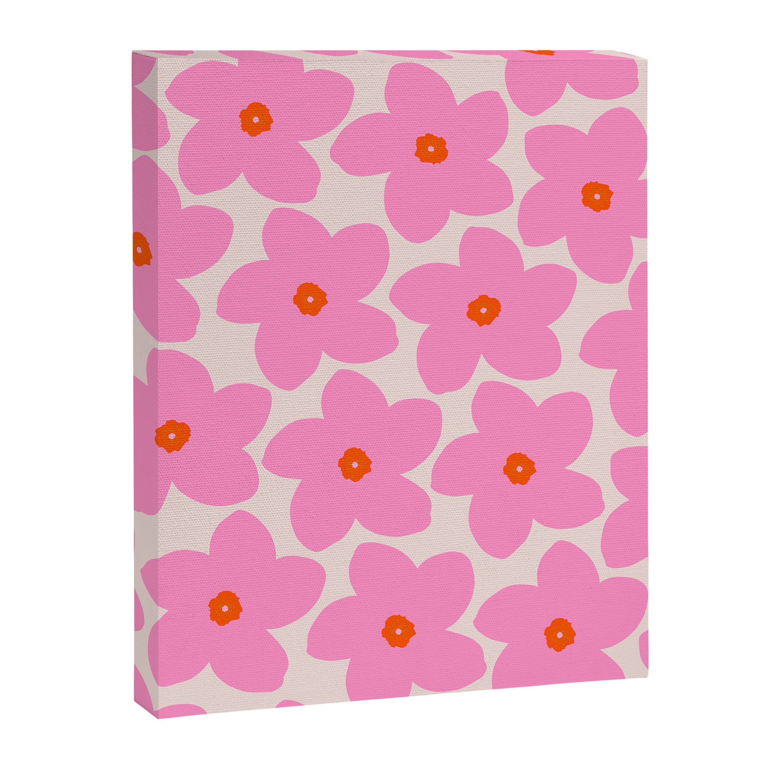 Abstract Retro Flower Pink Orange And Neutral Print Preppy Modern Floral Canvas Print Gallery Image 6