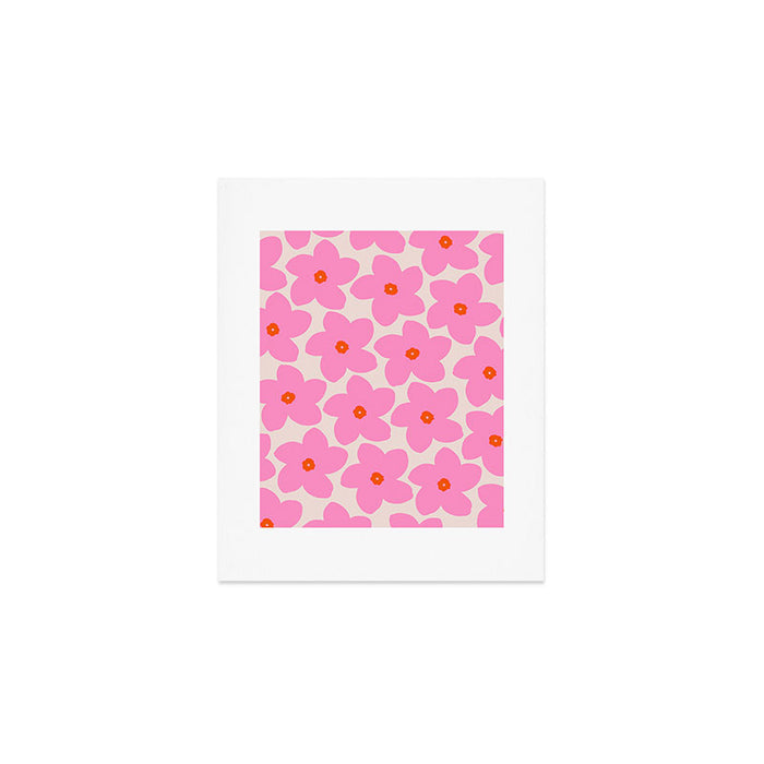 Abstract Retro Flower Pink Orange And Neutral Print Preppy Modern Floral Art Print Gallery Image 1