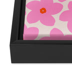 Abstract Retro Flower Pink Orange And Neutral Print Preppy Modern Floral Framed Canvas Print Gallery Image 3