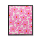 Abstract Retro Flower Pink Orange And Neutral Print Preppy Modern Floral Framed Canvas Print Gallery Image 6