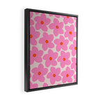 Abstract Retro Flower Pink Orange And Neutral Print Preppy Modern Floral Framed Canvas Print Gallery Image 2