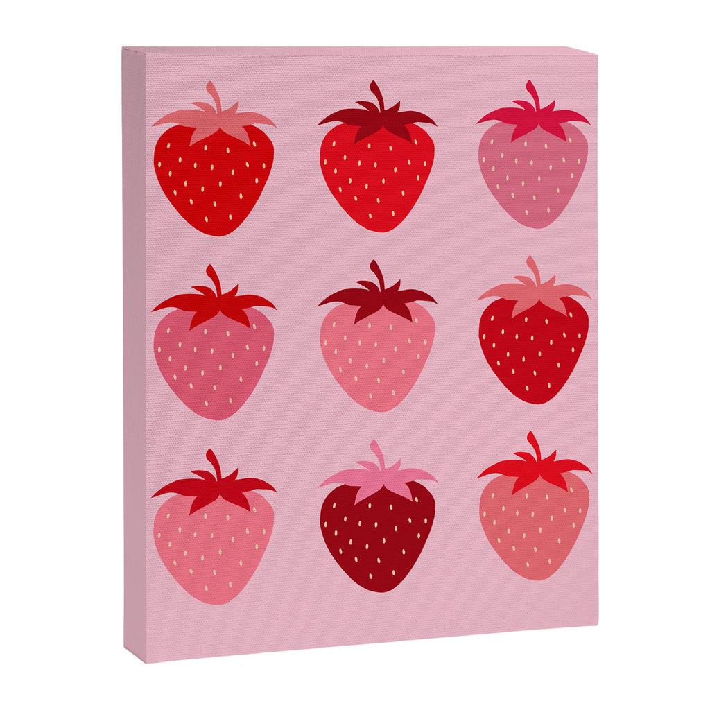 Abstract Retro Fruit Print Pink And Red Aesthetic Modern Preppy Strawberries Canvas Print Gallery Image 6