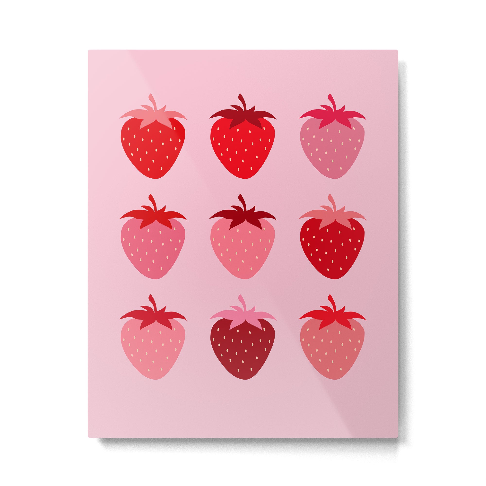 Abstract Retro Fruit Print Pink And Red Aesthetic Modern Preppy Strawberries Metal Print Gallery Image 4