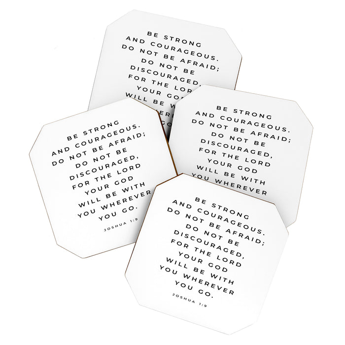 Be Strong And Courageous, Joshua 1 9 Print, Bible Verse Wall Art, Christian Decor, Scripture Quote  Coaster Gallery Image 1