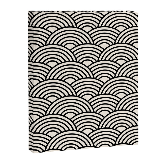 Black And Cream White Japanese Seigaiha Wave Canvas Print Gallery Image 1