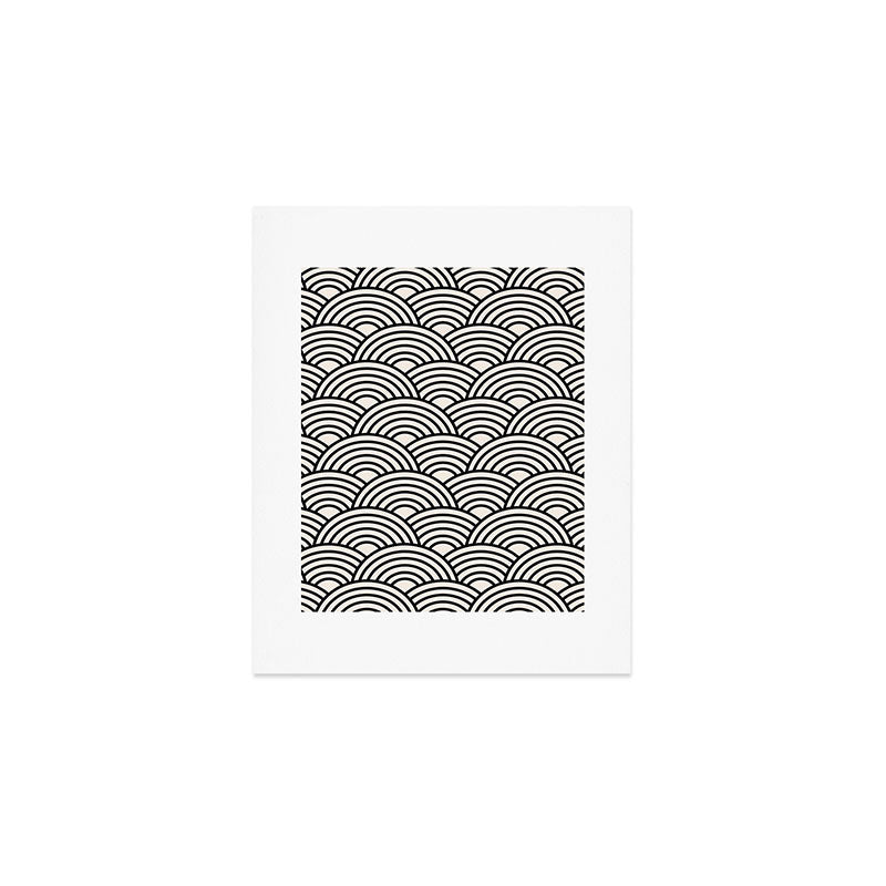 Black And Cream White Japanese Seigaiha Wave Art Print Gallery Image 1