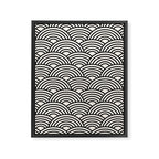 Black And Cream White Japanese Seigaiha Wave Framed Canvas Print Gallery Image 6