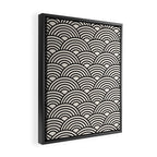 Black And Cream White Japanese Seigaiha Wave Framed Canvas Print Gallery Image 2
