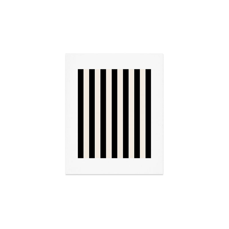 Black And Cream White Vertical Stripes Art Print Gallery Image 1