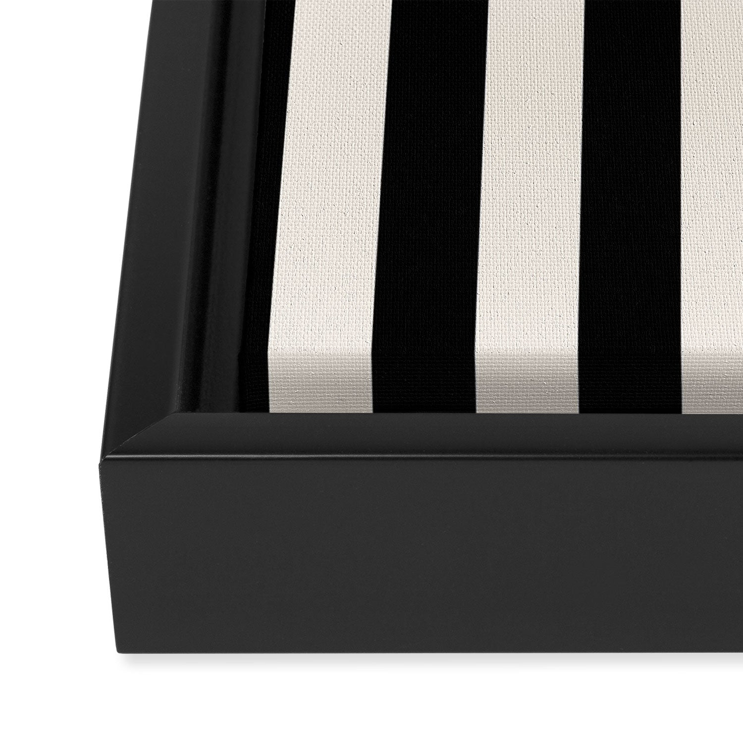 Black And Cream White Vertical Stripes Framed Canvas Print Gallery Image 3