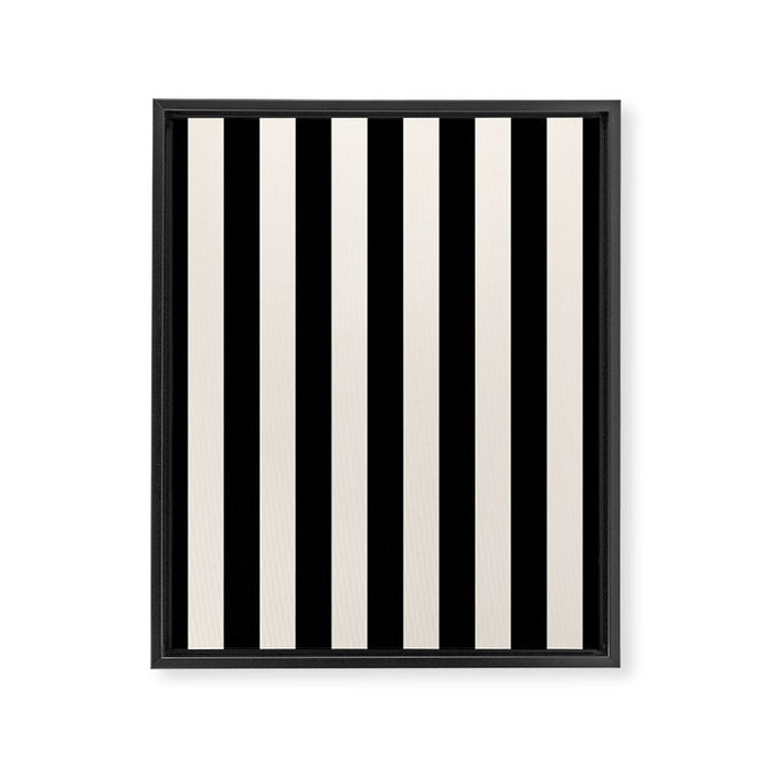 Black And Cream White Vertical Stripes Framed Canvas Print Gallery Image 1