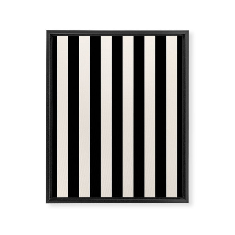 Black And Cream White Vertical Stripes Framed Canvas Print Gallery Image 6