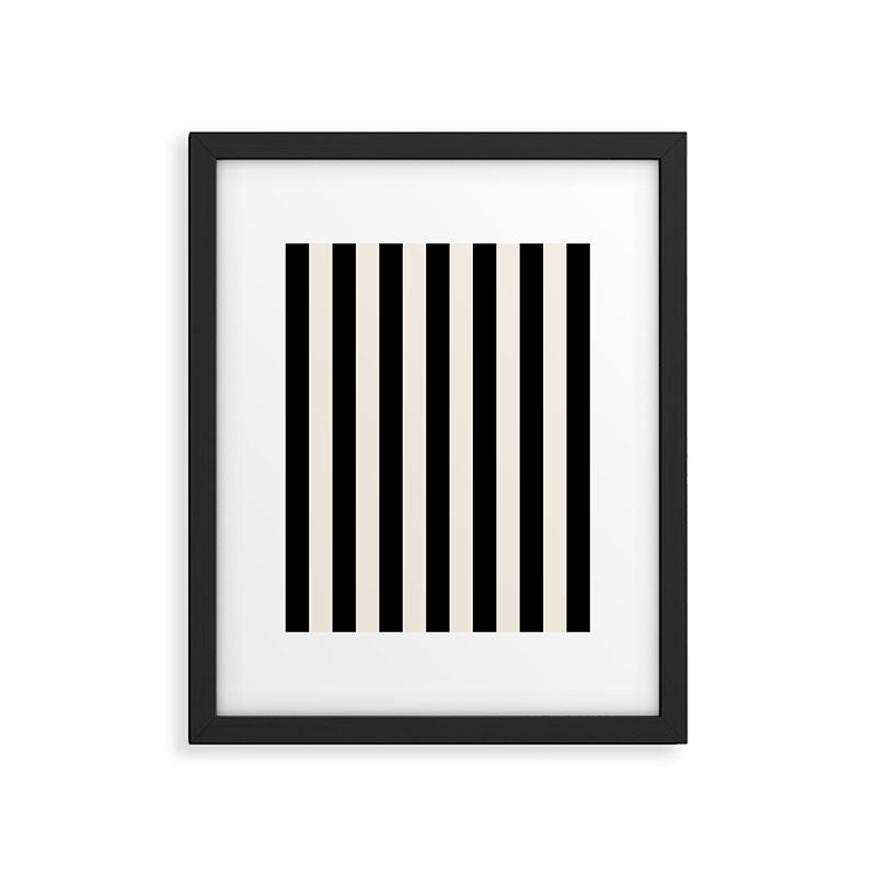 Black And Cream White Vertical Stripes Framed Art Print Gallery Image 5
