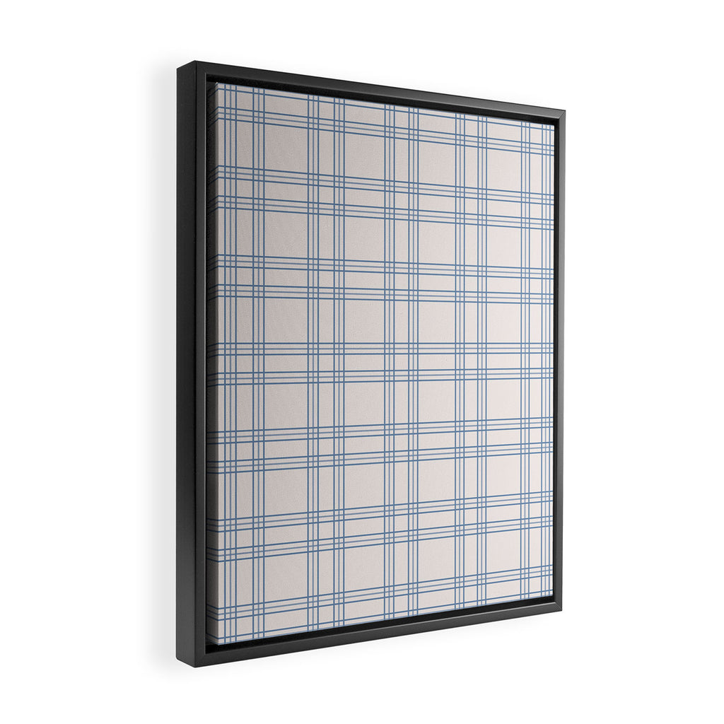 Blue And Cream Gingham Framed Canvas Print Gallery Image 2
