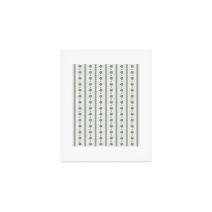 Blue And Cream Stripes And Flowers Art Print Gallery Image 1