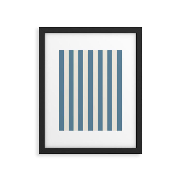 Blue And Cream Vertical Stripes Framed Art Print Gallery Image 1