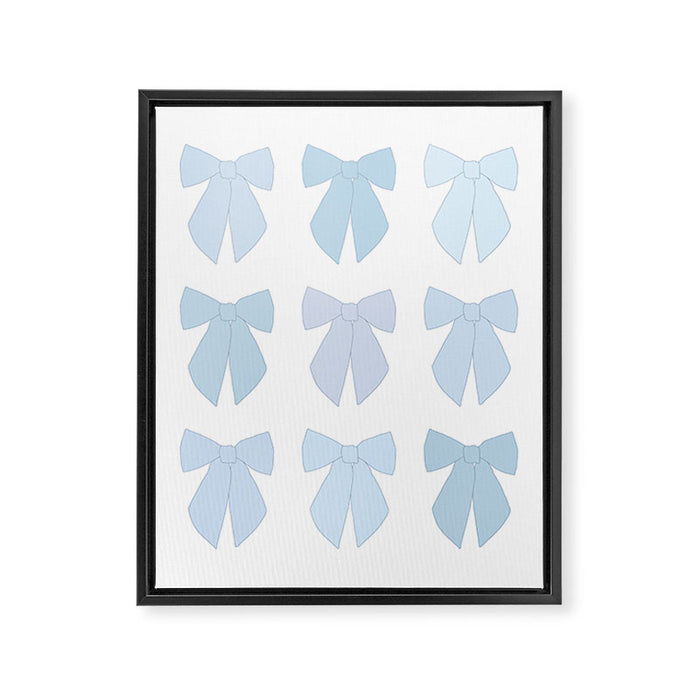 Blue Bows Preppy Coquette Framed Canvas Print Gallery Image 1
