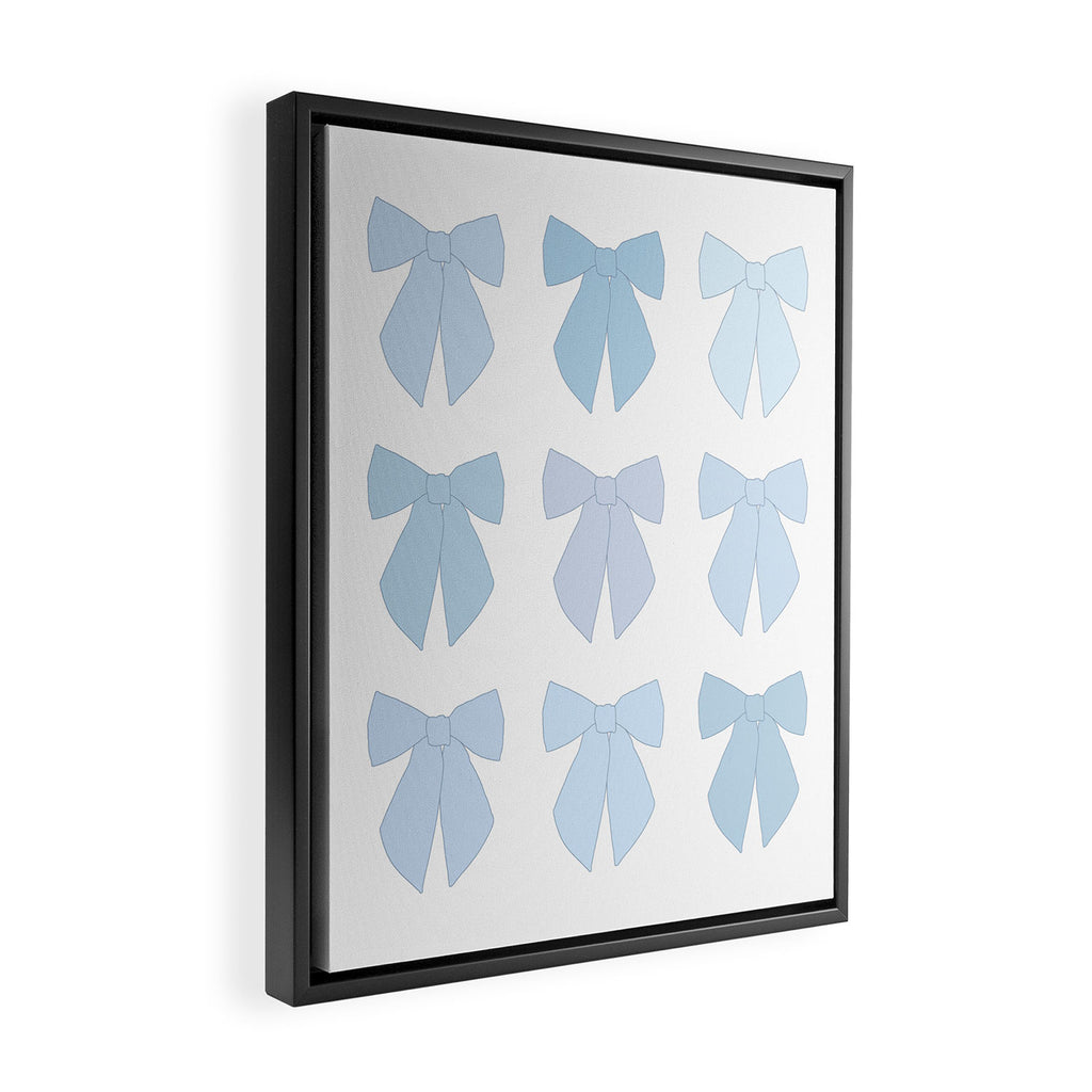 Blue Bows Preppy Coquette Framed Canvas Print Gallery Image 2
