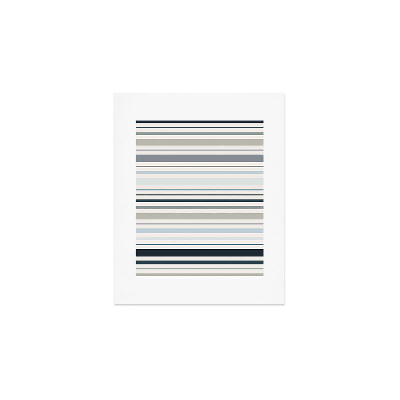 Blue Coastal Stripes Art Print Gallery Image 1