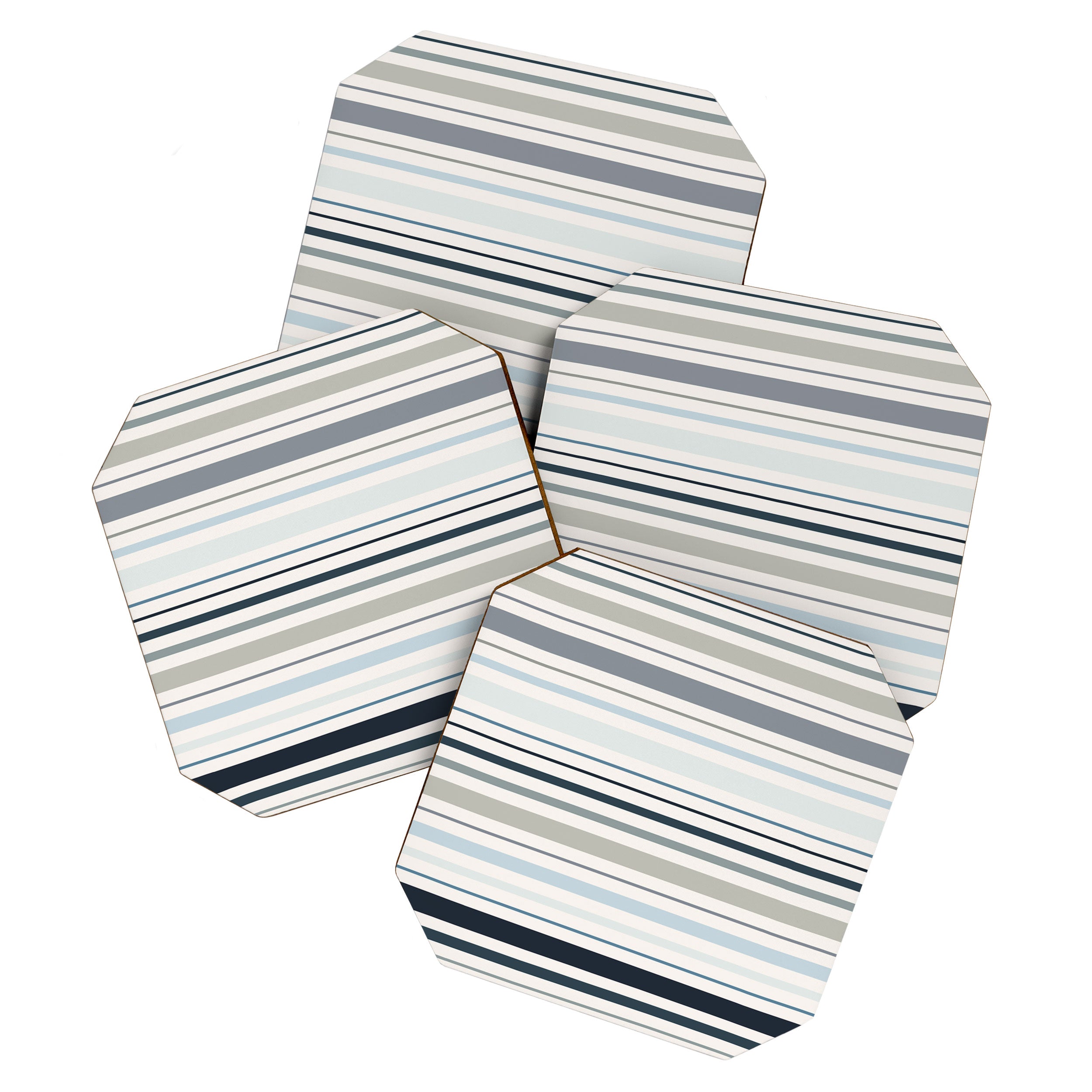 Blue Coastal Stripes Coaster Gallery Image 1