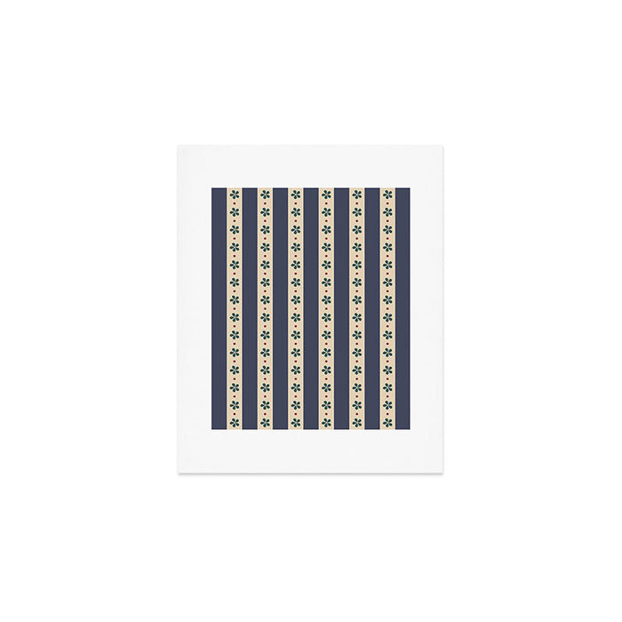 Blue Stripes And Flowers Art Print Gallery Image 1