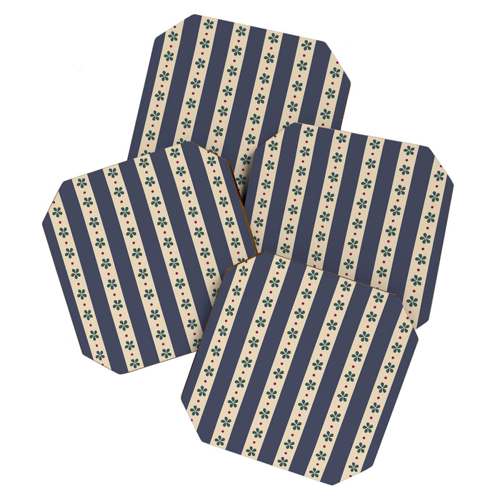 Blue Stripes And Flowers Coaster Gallery Image 1