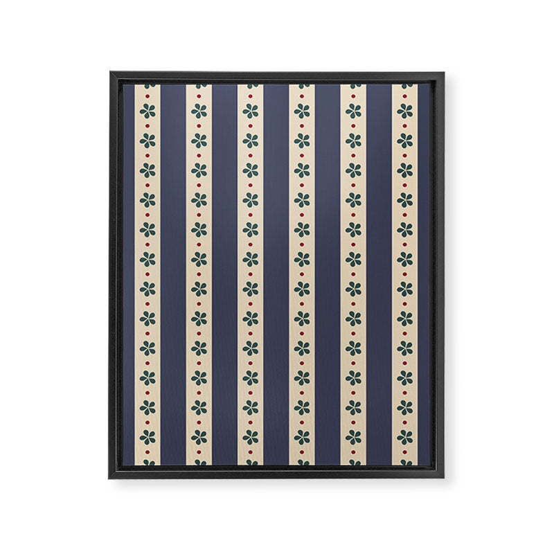 Blue Stripes And Flowers Framed Canvas Print Gallery Image 6